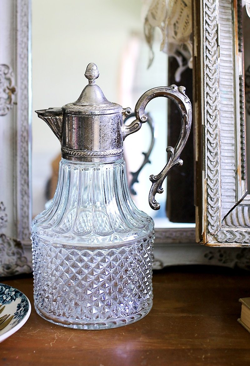 法国 古董银水壶 花器 玻璃瓶 - 其他 - 其他金属 银色