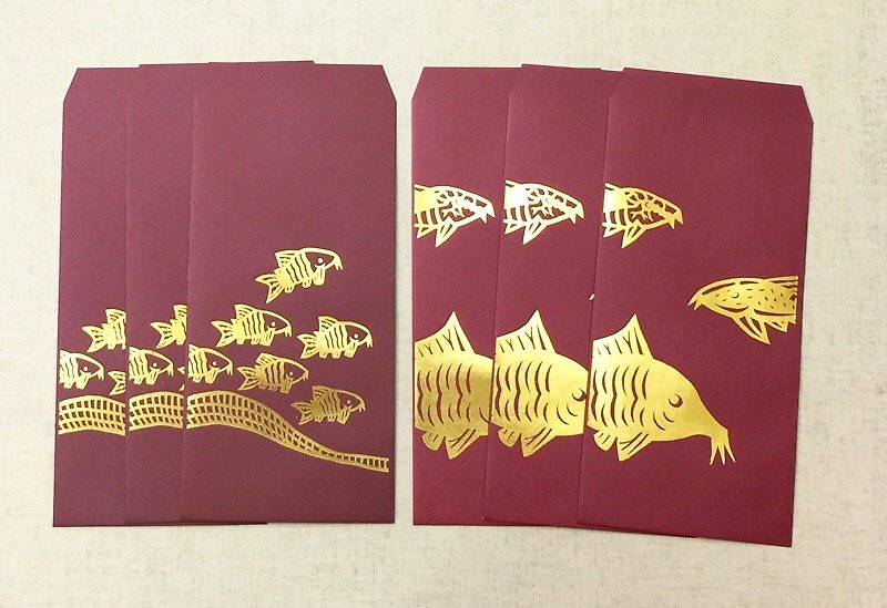 年年有鱼 鼠鱼烫金红包袋 (6入) - 红包/春联 - 纸 红色
