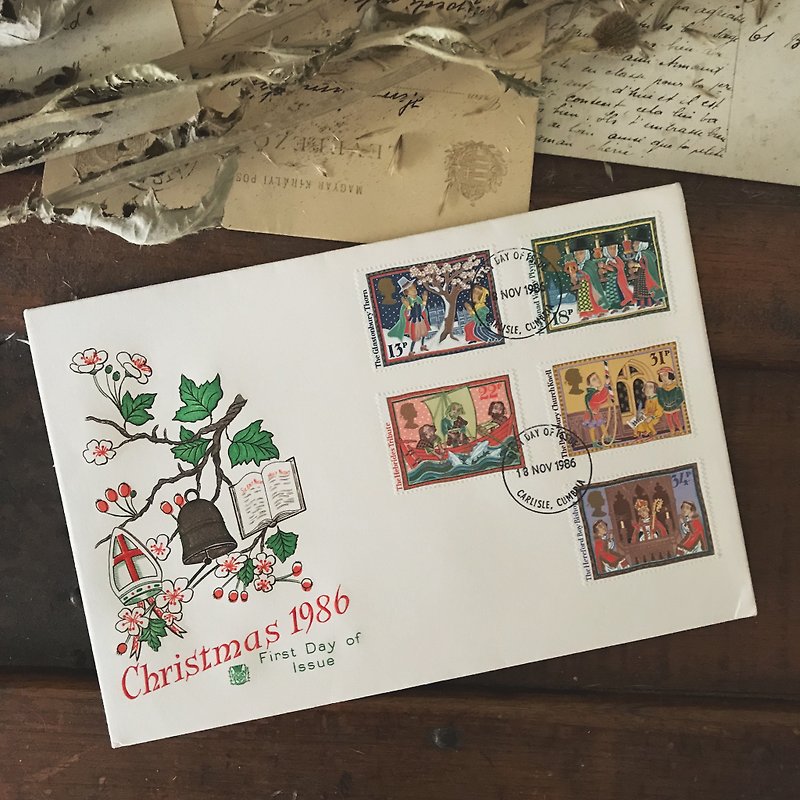英国早期首日封 圣诞限量款 - 卡片/明信片 - 纸 