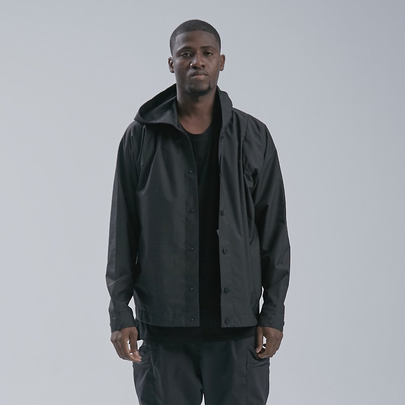 DYCTEAM - SISYPHUS / PLAID waterproof hoodie coat - 男装外套 - 聚酯纤维 黑色