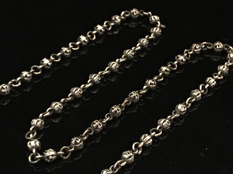 【银链系列】骷髅银链 65cm-70cm 925纯银 - 项链 - 纯银 银色