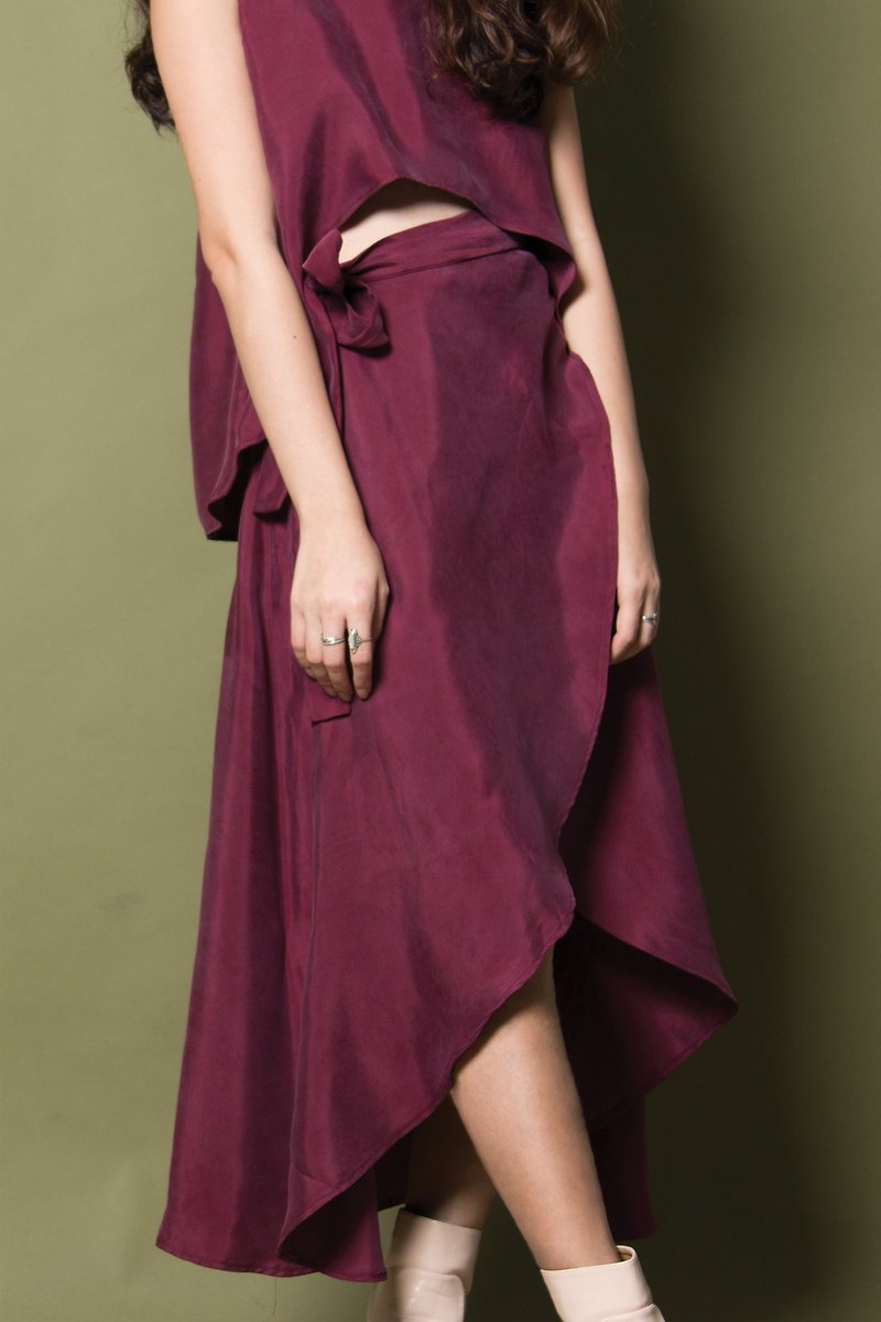 Candice深紫色绑带裙 - 裙子 - 其他材质 紫色