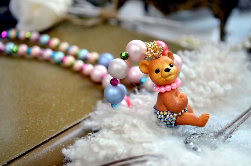 小熊娃娃彩色珍珠项链 施华洛水晶小裤裤 贝壳珍珠 - 项链 - 其他材质 