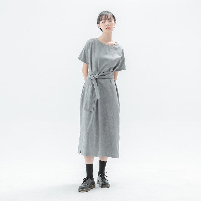 【经典原创】Dust_尘埃变化绑带洋装_CLD004_灰 - 洋装/连衣裙 - 聚酯纤维 灰色
