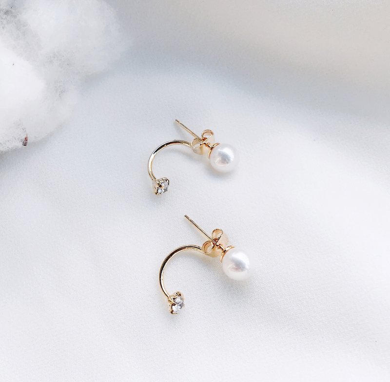 Pearl 经典珍珠耳环 两种戴法 - 耳环/耳夹 - 其他金属 金色