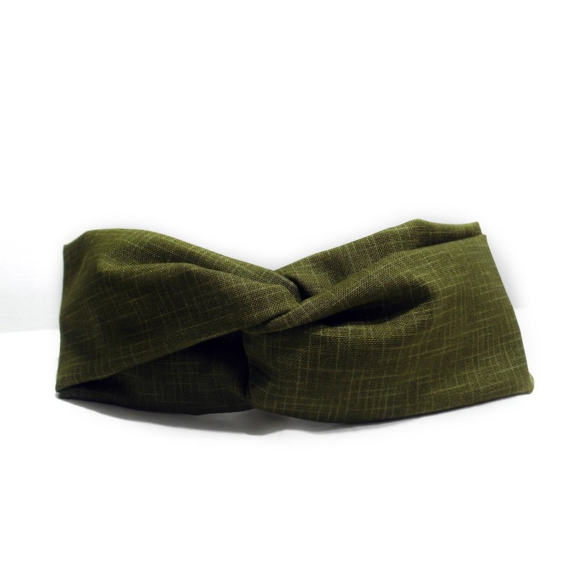 抹茶粉 日本布 交叉发带 - 发带/发箍 - 棉．麻 绿色