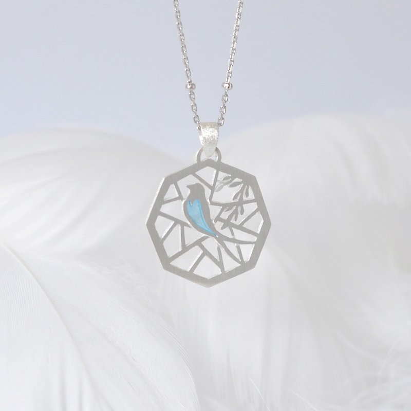 燕臨窗 / 925純銀透光琺瑯項鍊-給她的禮物 - 项链 - 珐琅 银色