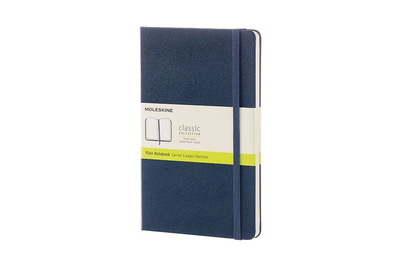 MOLESKINE 经典宝蓝色硬壳笔记本 - L - 空白 - 烫金服务 - 笔记本/手帐 - 纸 蓝色