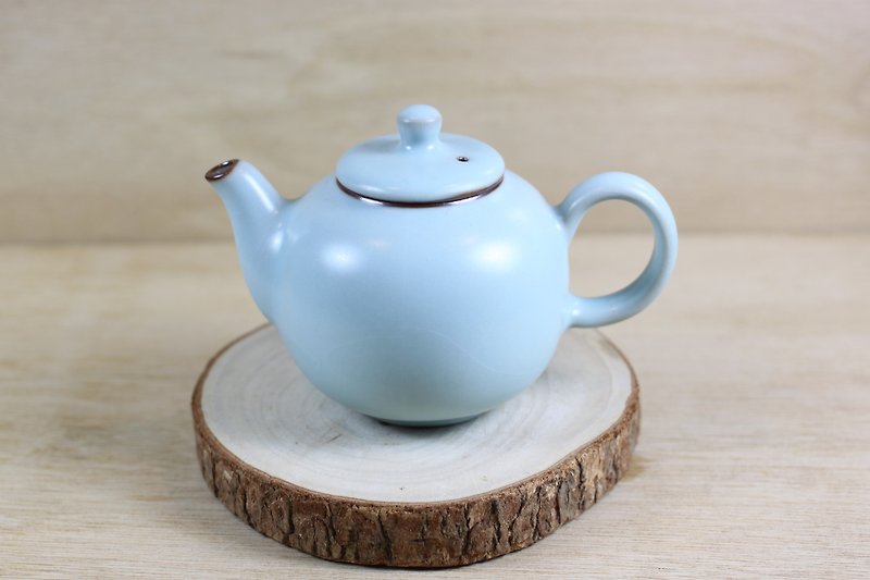 【母亲节礼盒】天青 汝窑 圆满茶壶 陶艺名家叶敏祥作品 - 茶具/茶杯 - 陶 