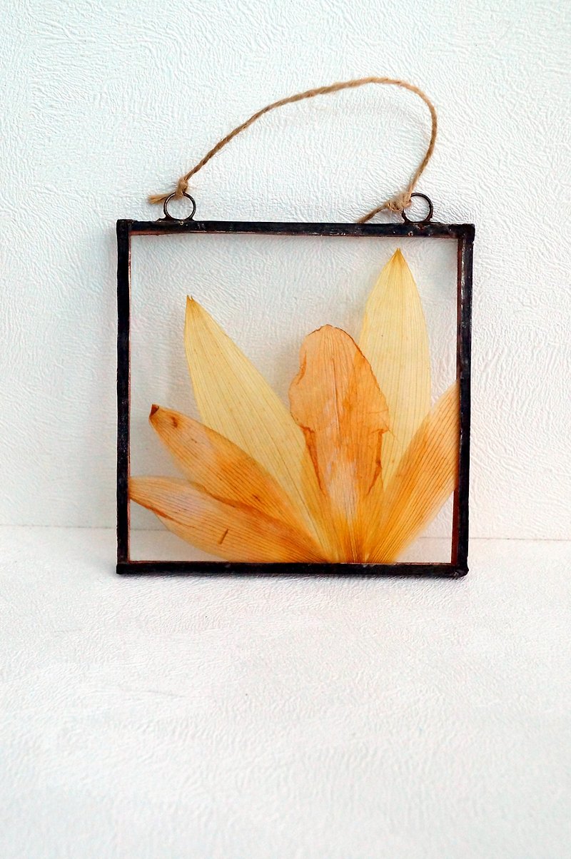 Pressed flower frame Real sunflower - 墙贴/壁贴 - 玻璃 橘色