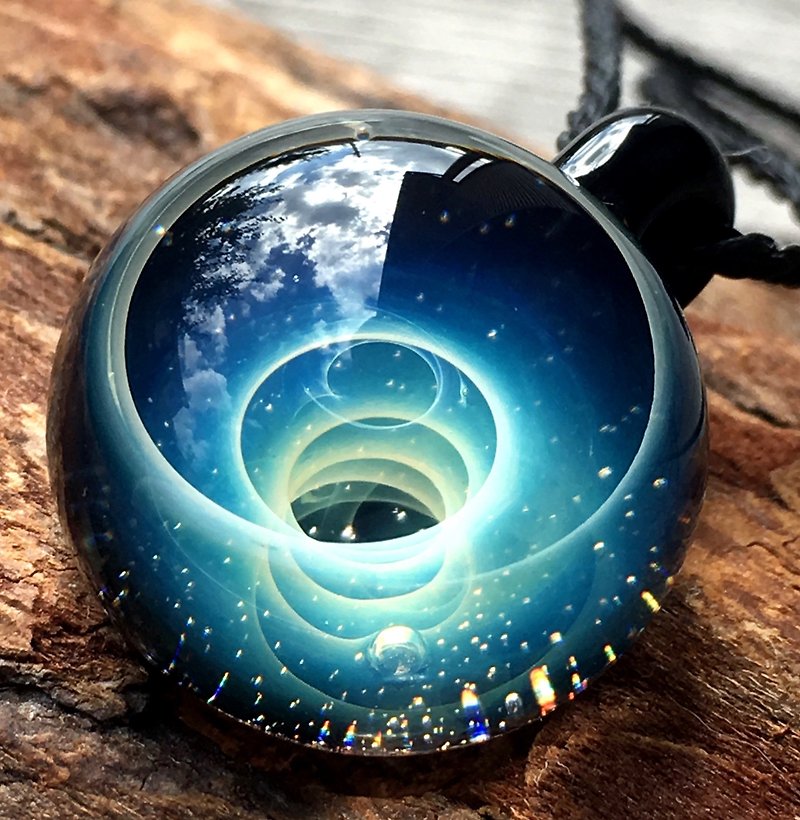 boroccus 神秘 銀河 星雲 立体模様 耐熱ガラス ペンダント - 项链 - 玻璃 蓝色