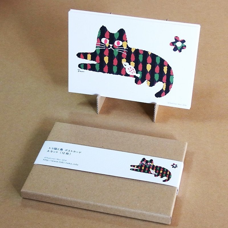 ポストカード｜トラ猫と鳥-12枚セット - 卡片/明信片 - 纸 白色