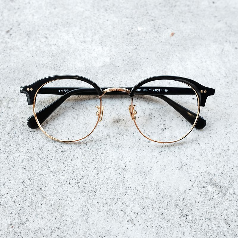 【目目商行】新款 韩国复古眉框 百搭框 黑金/黑 - 眼镜/眼镜框 - 其他材质 黑色