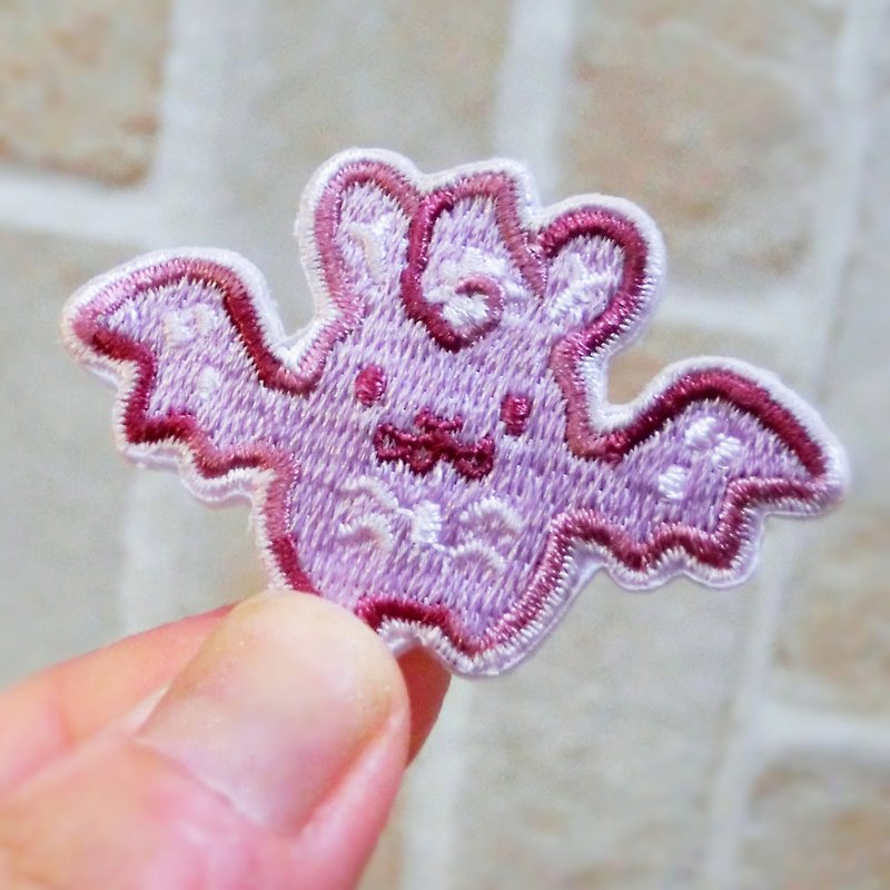刺绣别针 蝙蝠兔 - 胸针 - 聚酯纤维 紫色