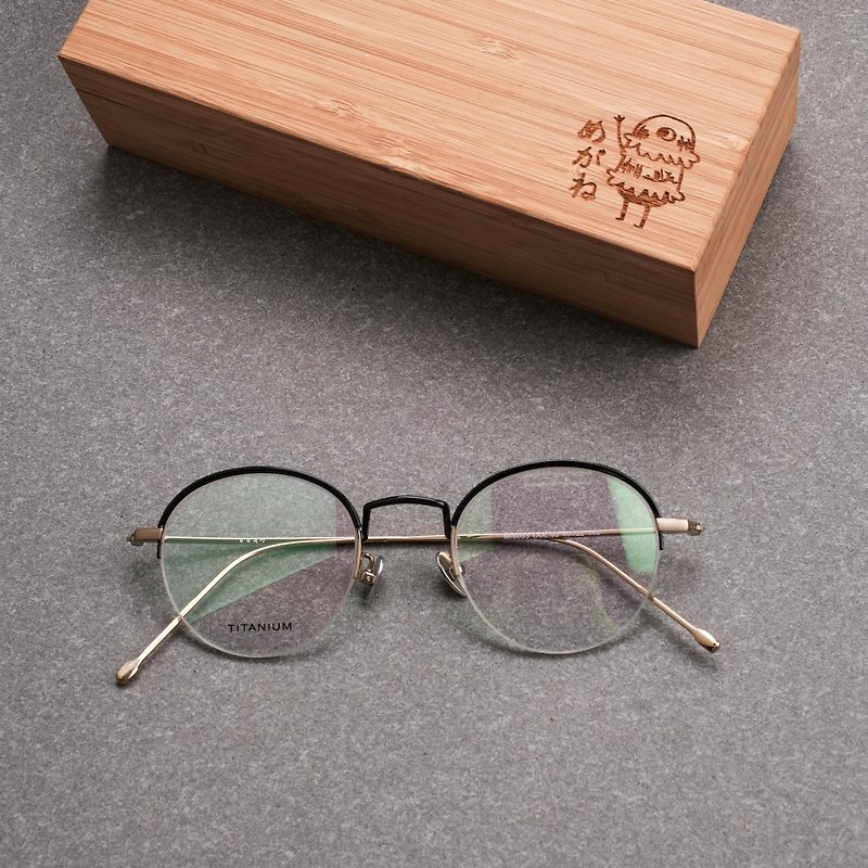 【目目商行】韩国 新款 复古小圆框 超轻钛金属框 钛鼻垫  半框  - 眼镜/眼镜框 - 其他材质 黑色