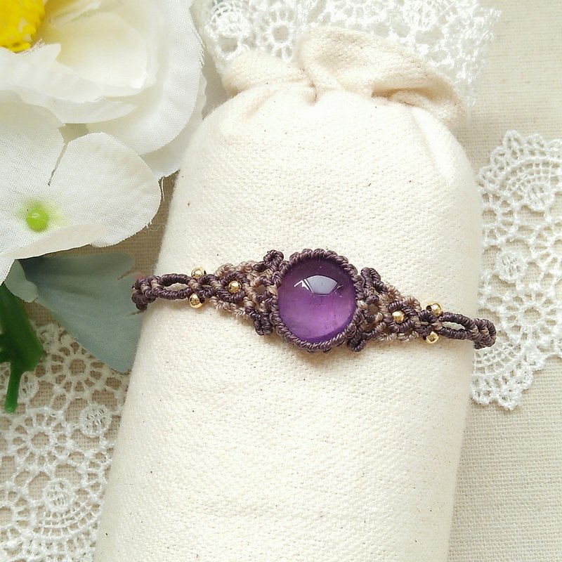 作品展示。紫藿。紫水晶X南美巴西蜡线手链 - 手链/手环 - 水晶 紫色