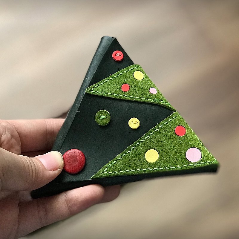 圣诞树 造型三角零钱袋 - 零钱包 - 真皮 绿色