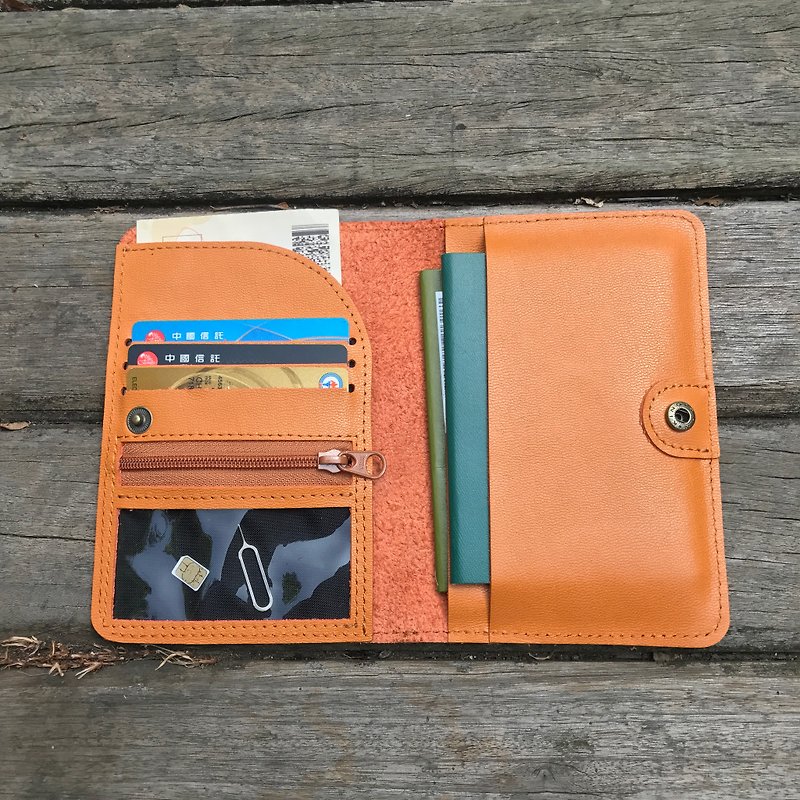 ‘玩皮女孩’奶油橘＿护照套(无logo，免费烙印），手工牛皮，护照 - 护照夹/护照套 - 真皮 橘色