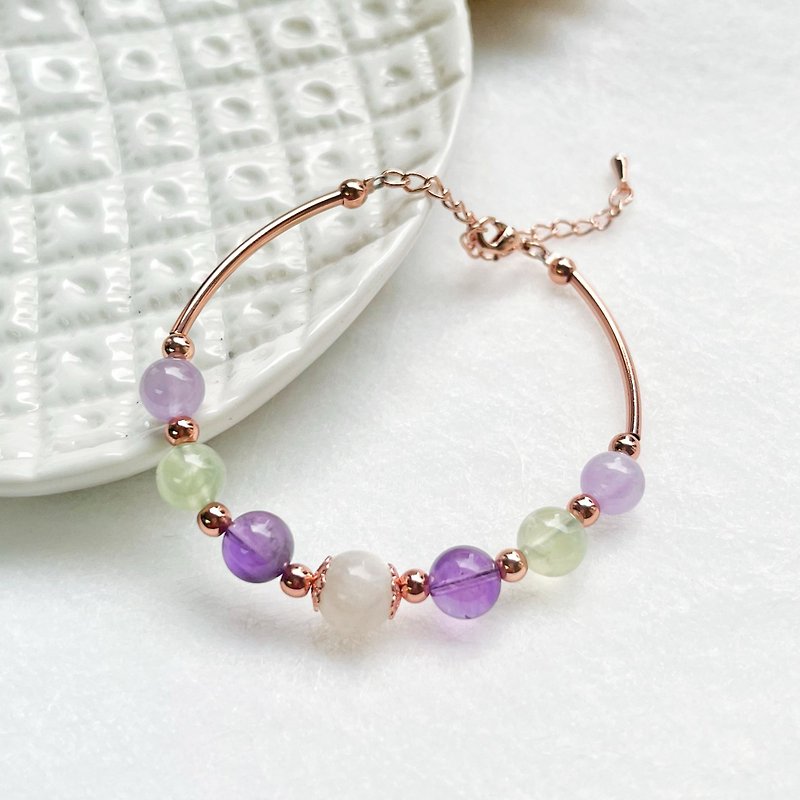 紫晶 月亮石  葡萄石 手链 天然石 财运 水晶 - 手链/手环 - 水晶 绿色