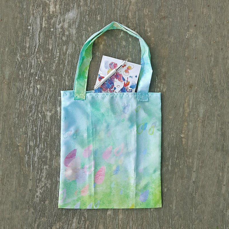 聚酯纤维 手提包/手提袋 绿色 - Pattern_06-春雨-环保袋
