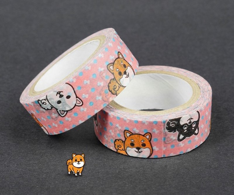 【PINK微笑柴犬】★圣诞礼物★创意可爱。和纸。纸胶带。 - 纸胶带 - 纸 粉红色