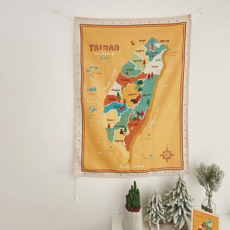 【热买商品】台湾地图布幔-童趣款 (土黄) - 其他 - 绣线 多色