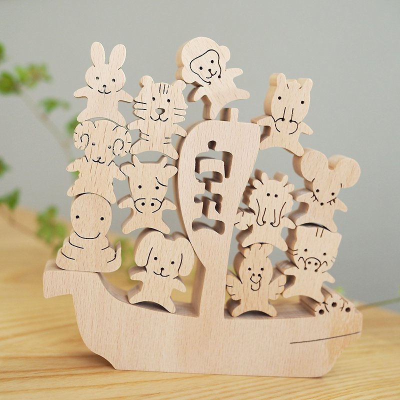 知育玩具 木のおもちゃ 宝船にのった 干支 おぼえ隊 誕生日 ギフト 幼児 知育 パズル 動物 日本製 - 玩具/玩偶 - 木头 