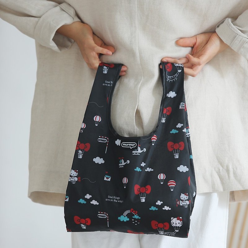 murmur 环保购物袋-Hello Kitty热气球 | murmur便当包 - 手提包/手提袋 - 塑料 黑色