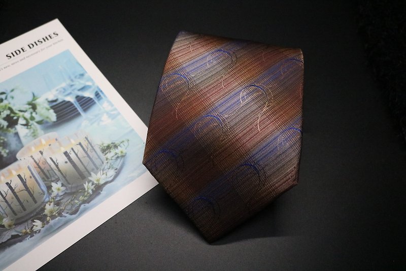 丝．绢 领带/领带夹 咖啡色 - 咖啡色蓝丝带真丝领带/正装礼服标准necktie