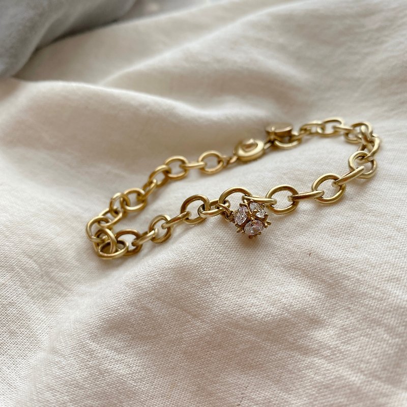 金色星球-　锆石 黄铜手链 - 手链/手环 - 铜/黄铜 金色
