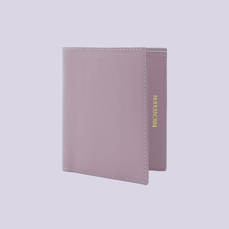 定制化礼物真皮薰衣草粉紫色短夹 钱包 皮夹 卡片套 银包 咭片套 - 皮夹/钱包 - 真皮 紫色