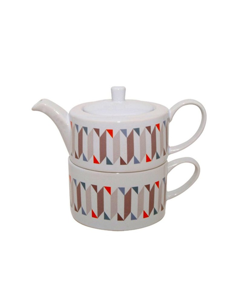 英国Rayware北欧时尚几何彩色二合一茶壶茶杯组 - 茶具/茶杯 - 陶 白色