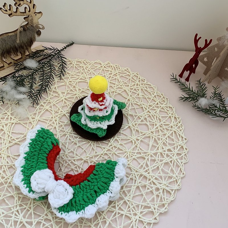 Christmas圣诞限定-圣诞树与花圈-宠物披风帽子领巾红配绿.买1赠1