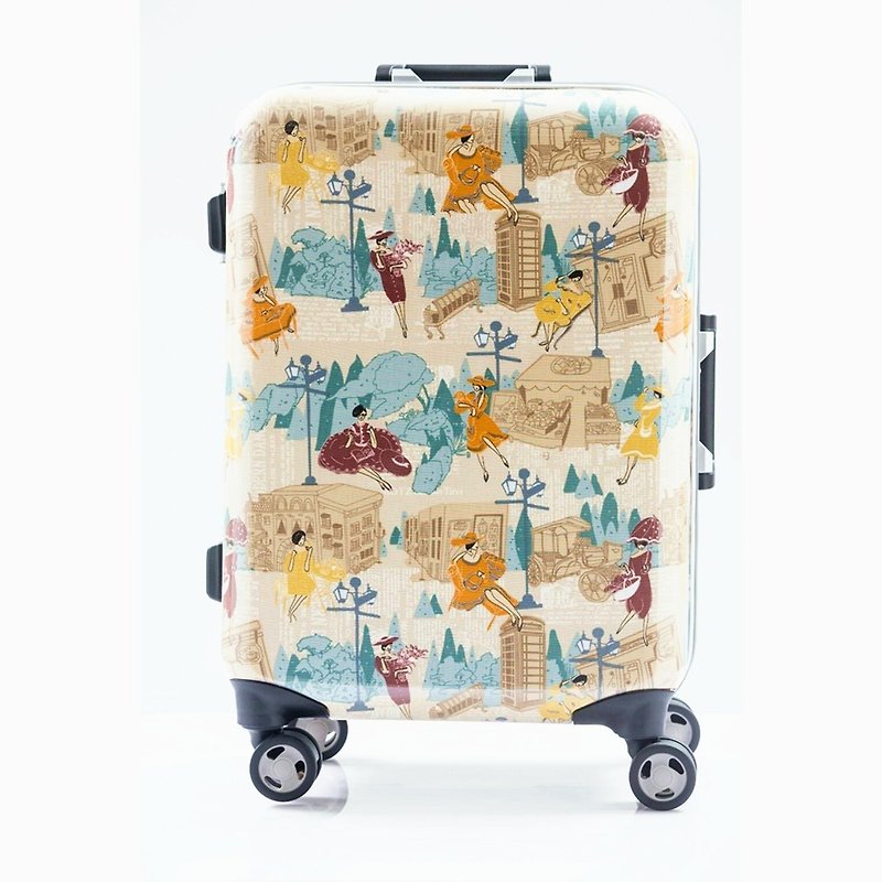 时尚生活黄色系-手工印纹时尚铝框20寸行李箱/旅行箱 - 行李箱/行李箱保护套 - 铝合金 