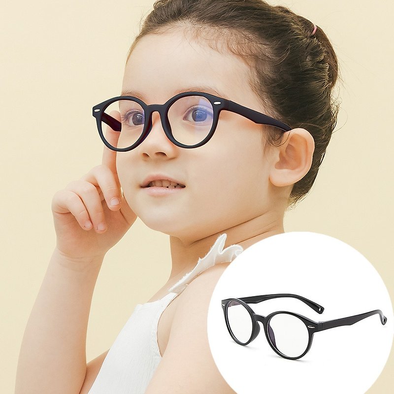 海豚黑│儿童专用轻量硅胶弹性圆框UV400滤蓝光眼镜 - 眼镜/眼镜框 - 硅胶 黑色