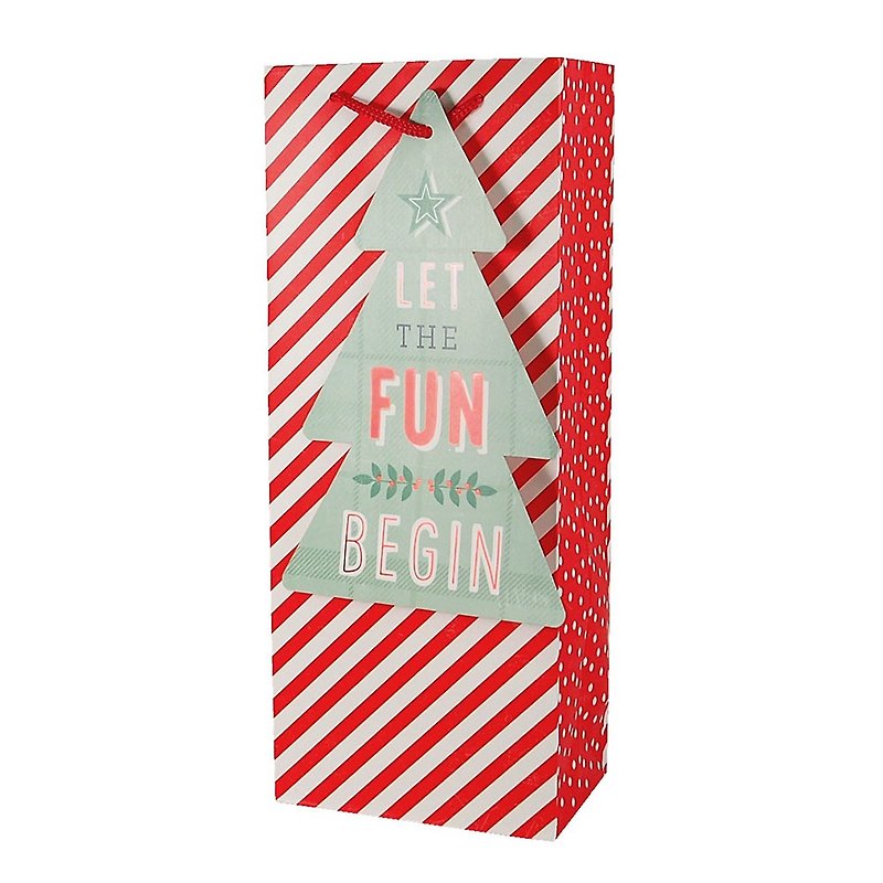 圣诞树红白条纹 耶诞礼物袋【Hallmark-礼物袋/纸袋 圣诞节系列】 - 包装材料 - 纸 红色