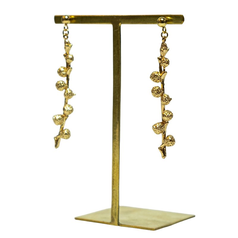 Gold branch earrings - 耳环/耳夹 - 其他金属 金色