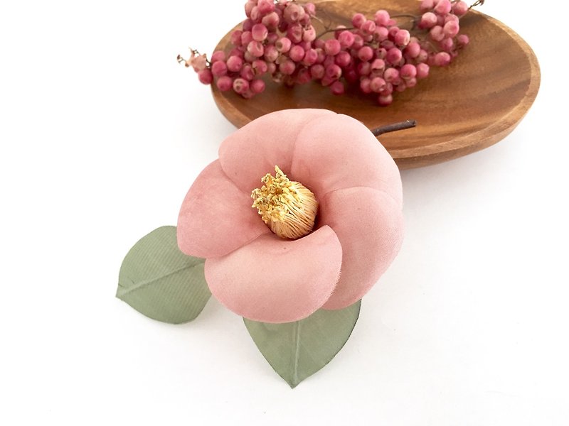 Corsage花椿　ピンク - 胸针 - 丝．绢 粉红色