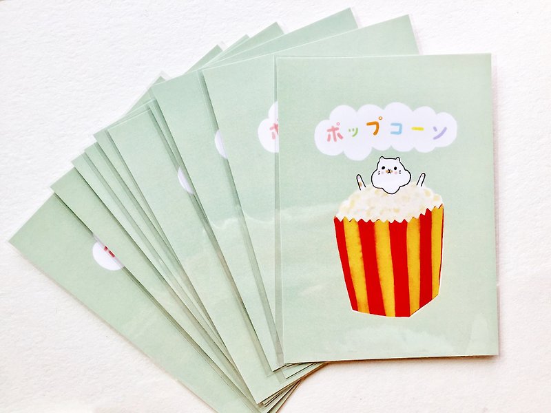 爆米花三岛猫咪 明信片 - 卡片/明信片 - 纸 绿色