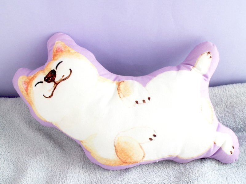 柴犬 小狗 抱枕 咕𠱸 - 枕头/抱枕 - 棉．麻 紫色