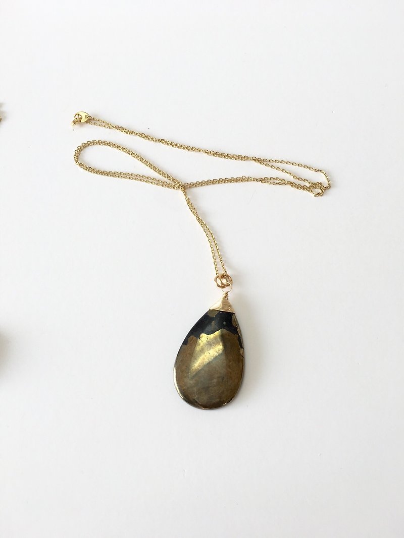 Pyrite chain necklace  - 项链 - 石头 金色