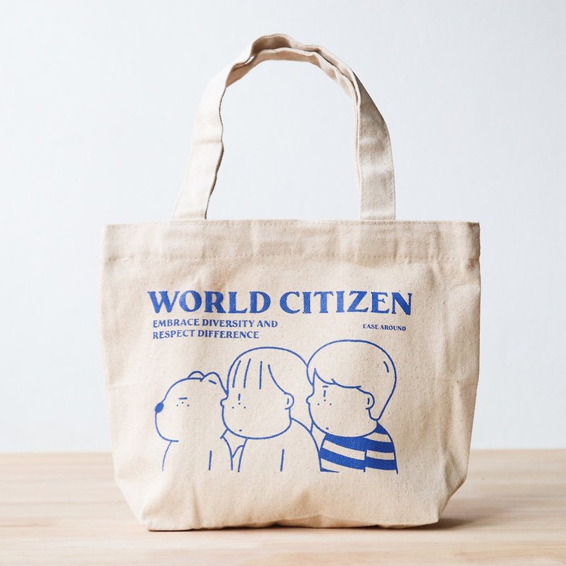 世界公民布包（淡蓝色） - 手提包/手提袋 - 棉．麻 白色