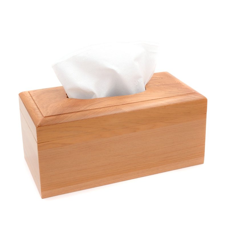 台湾桧木岛屿面纸盒|实木开合式卫生纸包收纳盒 - 纸巾盒 - 木头 金色