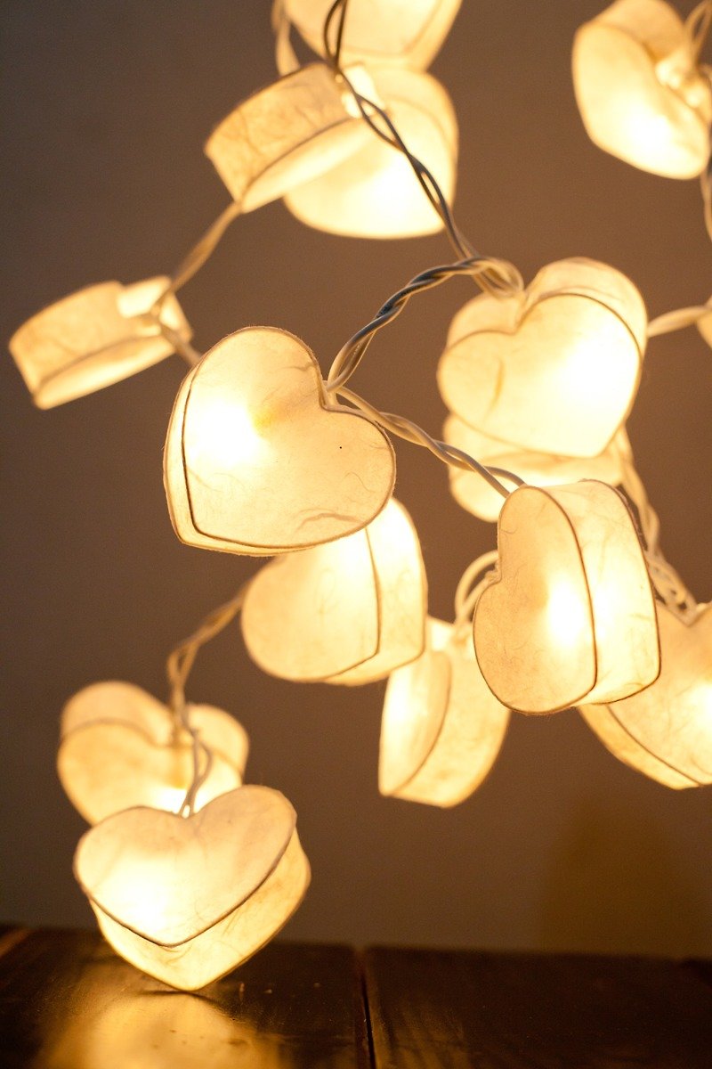 20 White heart Paper lantern String Lights for Home Decoration Party Wedding Bedroom Patio and Decoration - 灯具/灯饰 - 其他材质 