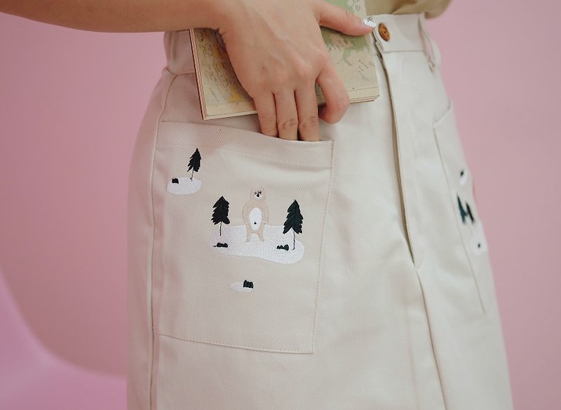 Mini Skirt : Cream - 裙子 - 棉．麻 白色
