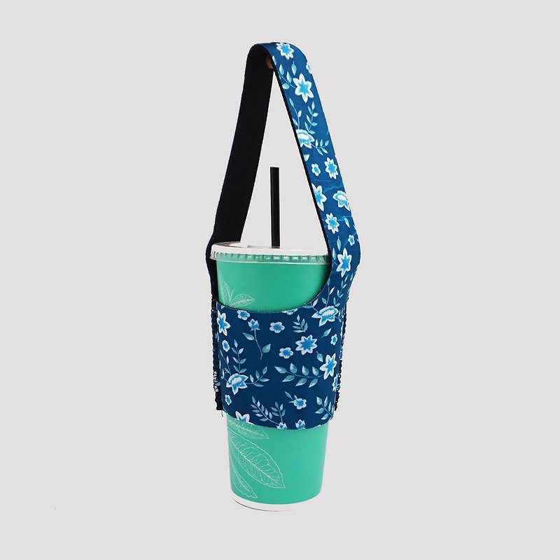 BLR 环保饮料提袋 袋我走 TU14 湛蓝花草 - 随行杯提袋/水壶袋 - 聚酯纤维 蓝色