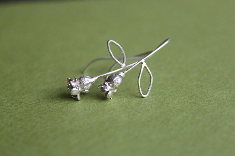 小王子的玫瑰 纯银手工耳环 可改夹 - 耳环/耳夹 - 纯银 银色