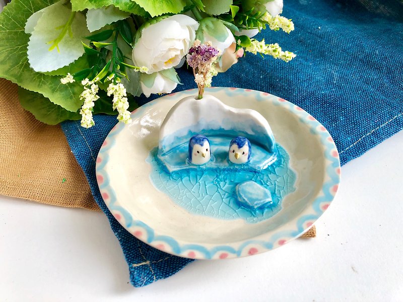 桌上风景 陶瓷小企鹅饰物碟 - 其他 - 陶 蓝色