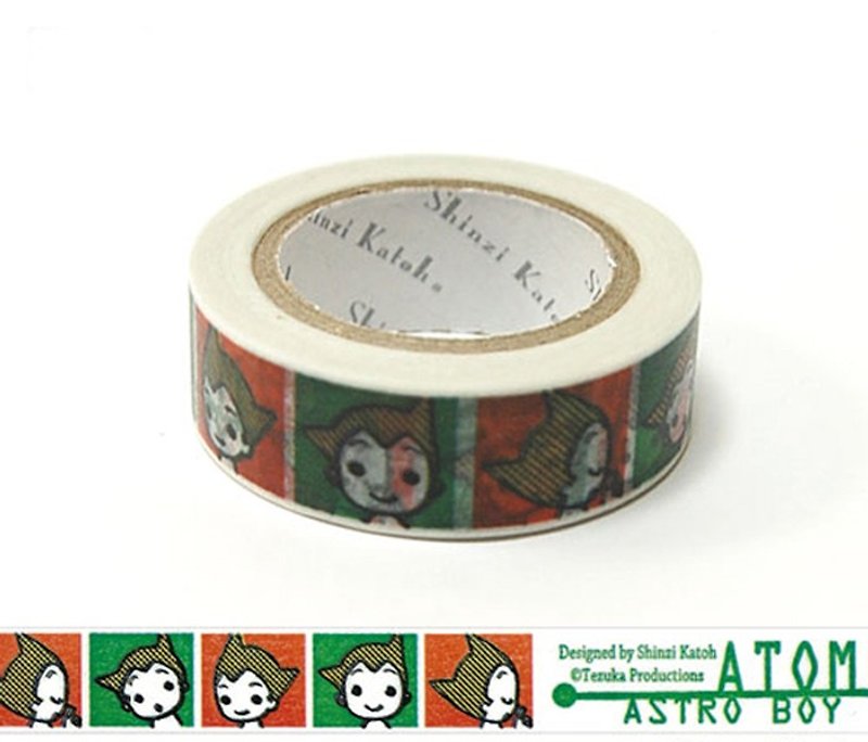 【加藤真治】原子小金刚 ATOM face和纸胶带(宽幅15mm) - 纸胶带 - 纸 绿色