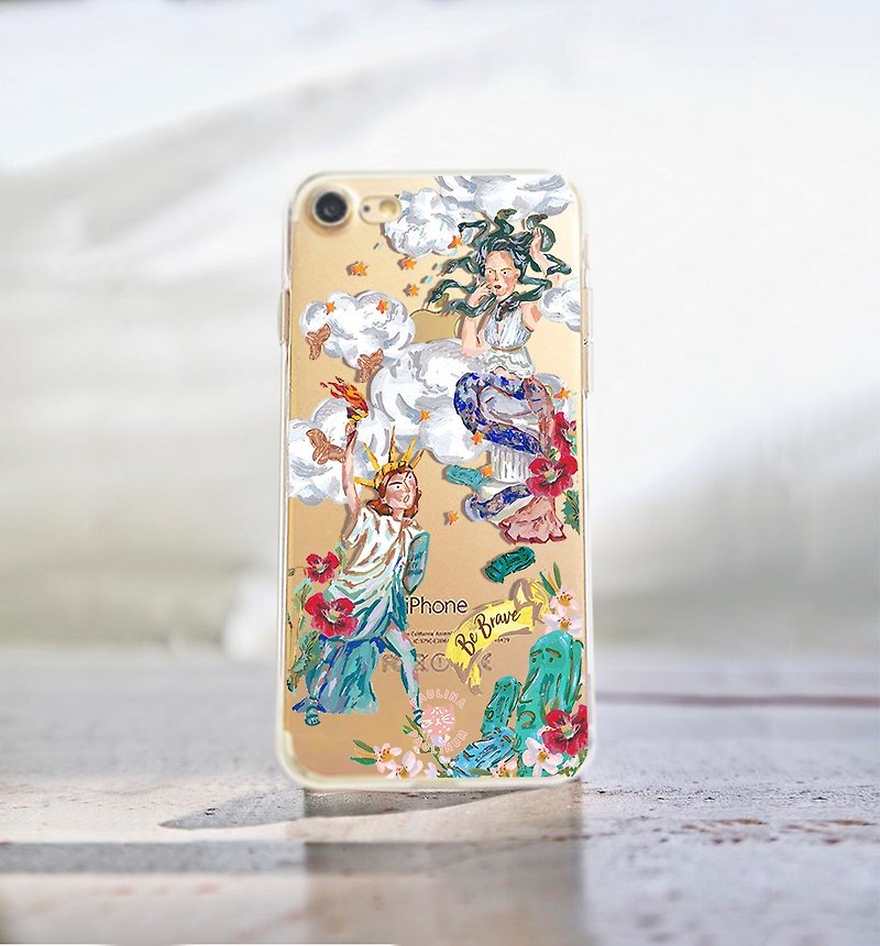 自由女神与美杜莎 iPhone XS Max手机壳 免费刻字 Samsung note 9 - 手机壳/手机套 - 塑料 蓝色